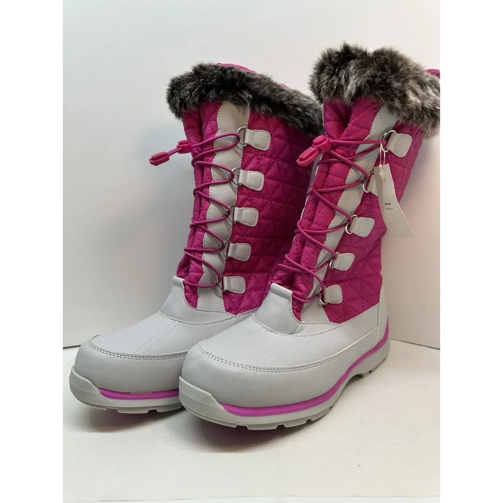 Lands End Girls Snow Cold Weather Winter Boots Waterproof Sherpa Lined Sz 7 NEW